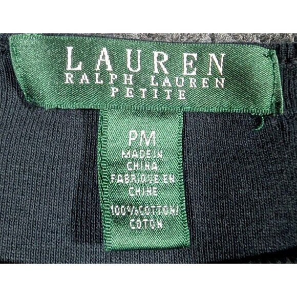 Lauren Ralph Lauren Women's Size PM Black Top Button Shoulders Cuffed Sleeves - Picture 4 of 7